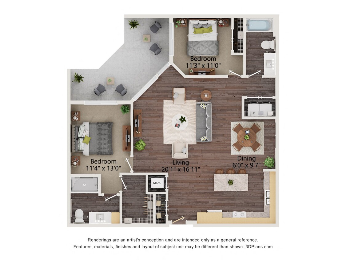Floor Plan - Two Bedroom - 2D