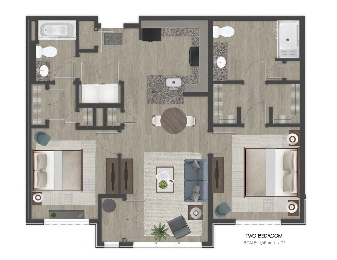 Floor Plan - 2 Bedroom, 2 Bathroom