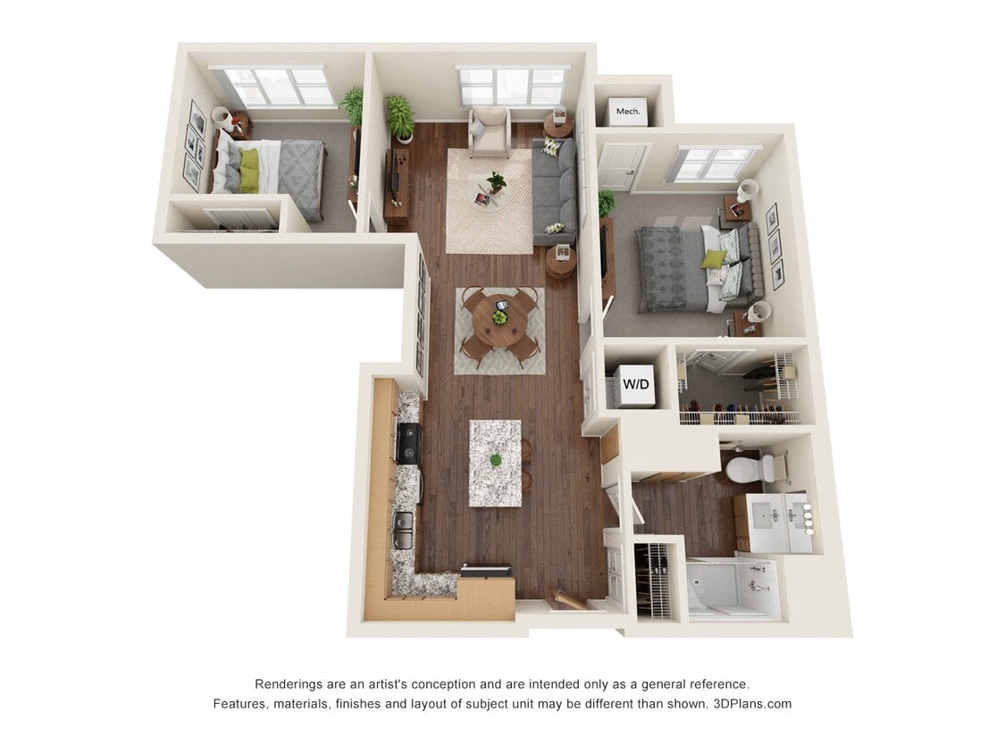 Floor Plan - Two Bedroom A - 50%