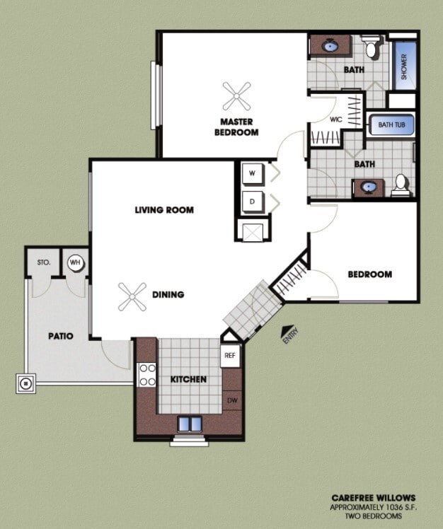 Penthouse 2BR, 2BA - 1036 SF - Penthouse Two Bedroom