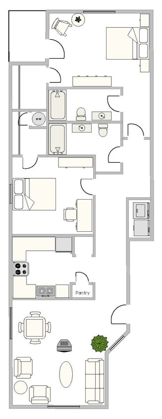 A - 2 Bedroom, 2 Bathroom