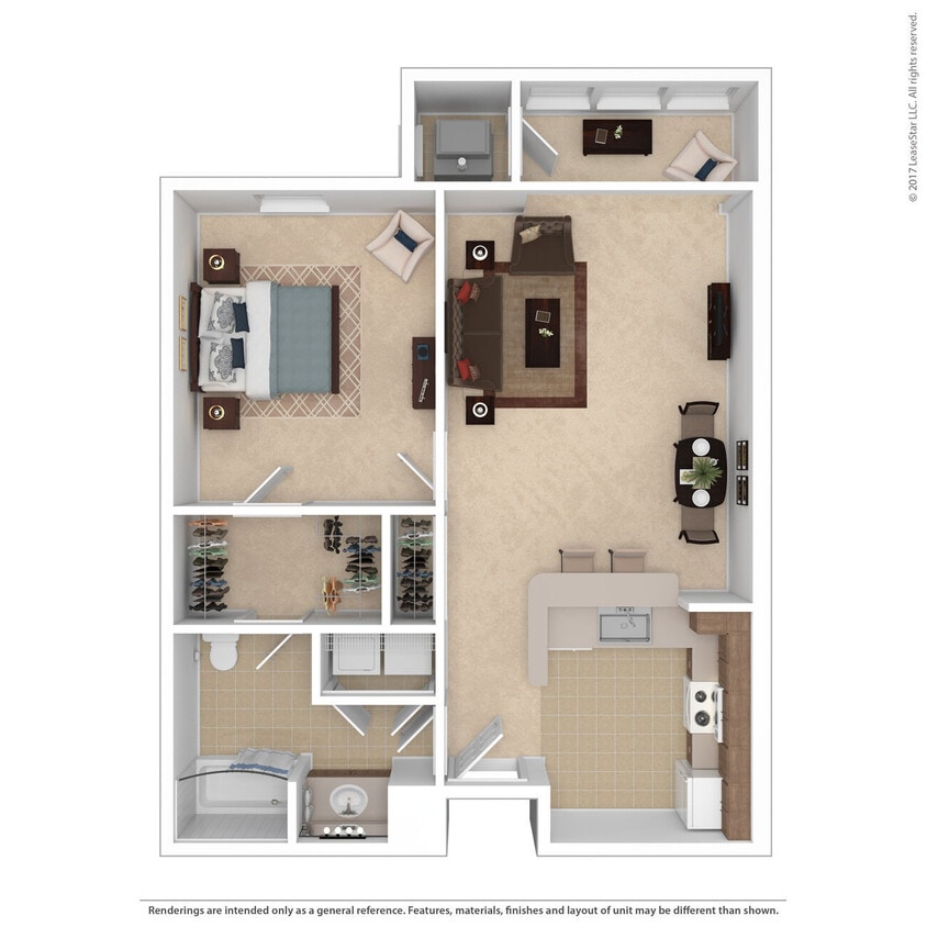 Floor Plan - 1 Bedroom Traditional w/Sunroom