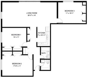 Floor Plan - 3 Bed, 1.5 Bath