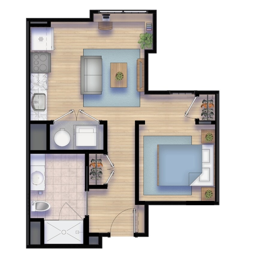 Floor Plan - 1 Bedroom K-7
