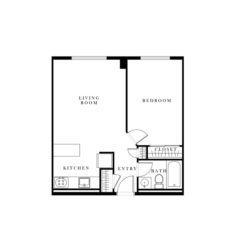 Floor Plan - One Bedroom, One Bath