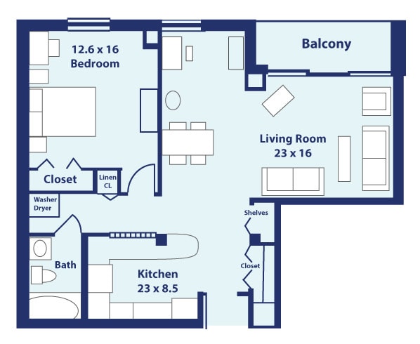Floor Plan - One Bedroom Deluxe