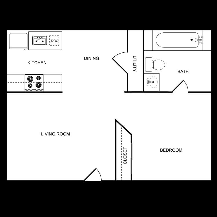 1BR/1BA - One Bedroom