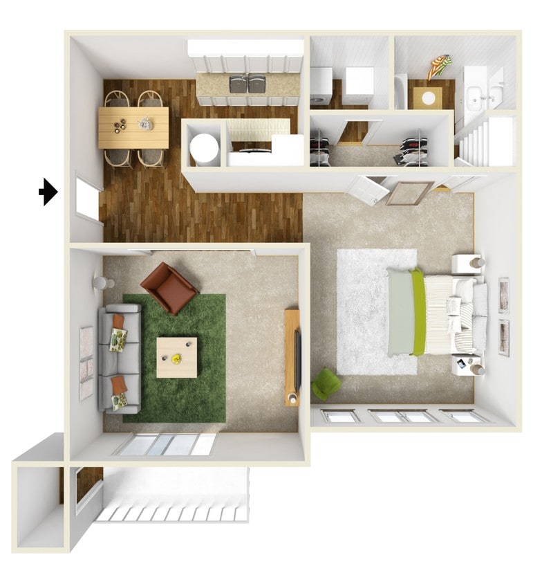 1BR/1BA - 1 Bedroom 1 Bath