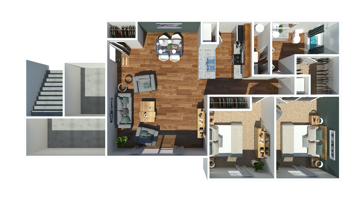 Two Bedroom Floorplan - Two Bedroom One Bathroom