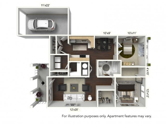 Floor Plan - 2 Bedroom Lower with Attached Garage