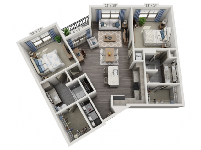 Floor plans are artist’s rendering. All dimensions are approximate. Actual product and specifications may vary in dimension or detail. Not all features are available in every apartment. Prices and availability are subject to change. - B4