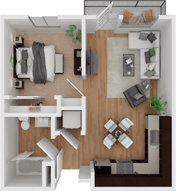 Floor Plan - One Bedroom 748sf