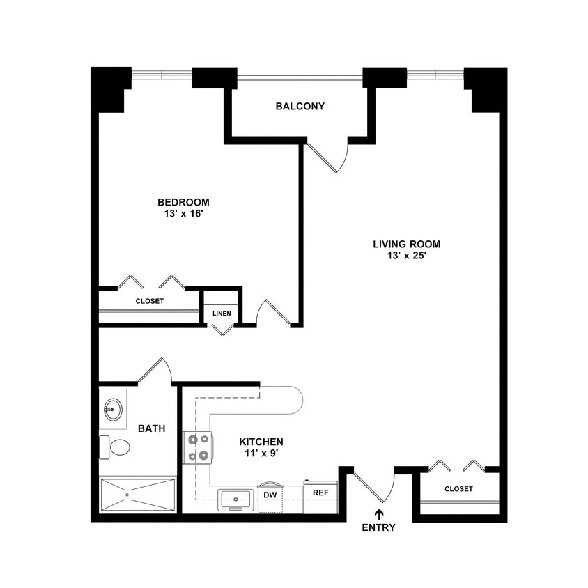 Floor Plan - One Bedroom Center
