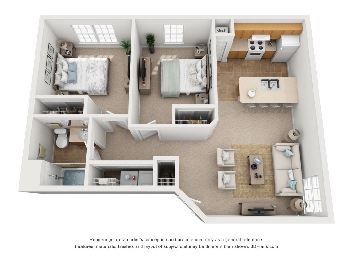 Floor Plan - Two Bedroom One Bath