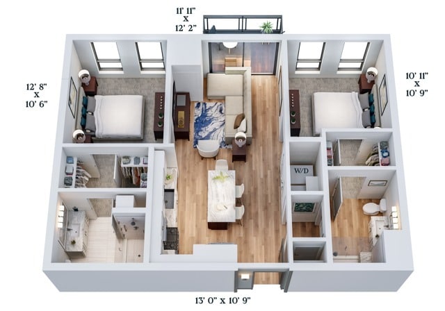 C2 | 2x2 | 955 sq ft - C2