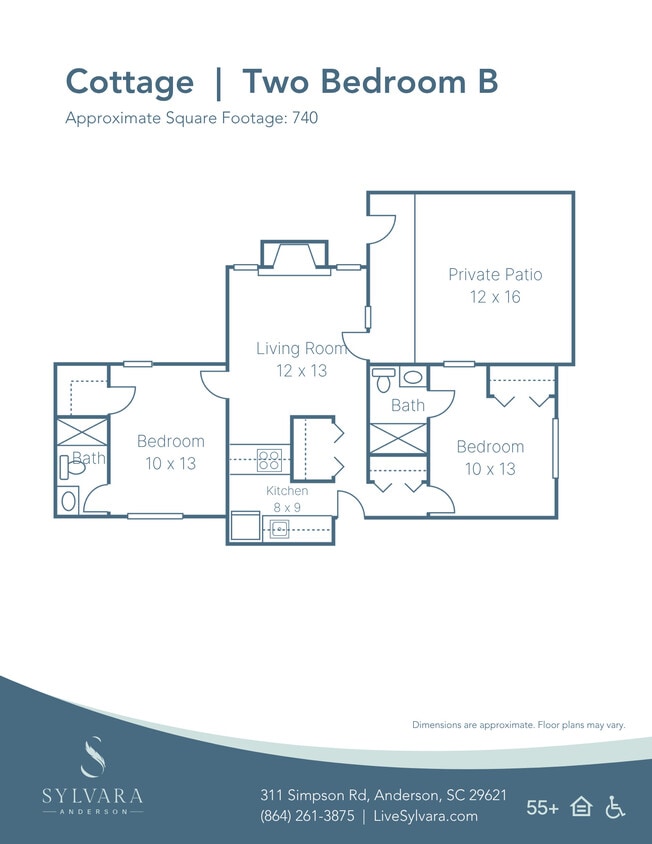 Floor Plan - Cottage B 2 Bedroom with utilities