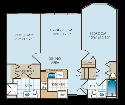 2BR/2BA - 2 bedroom