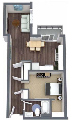 Studio, 1 bathroom - S6