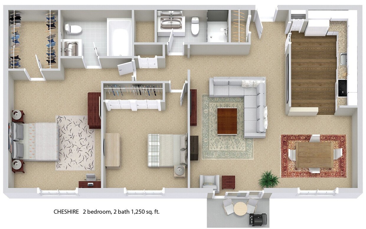 Floor Plan - 2 Bedroom 2 Bath