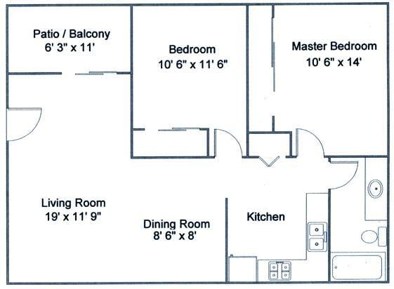 Floor Plan - 2 Bedrooms