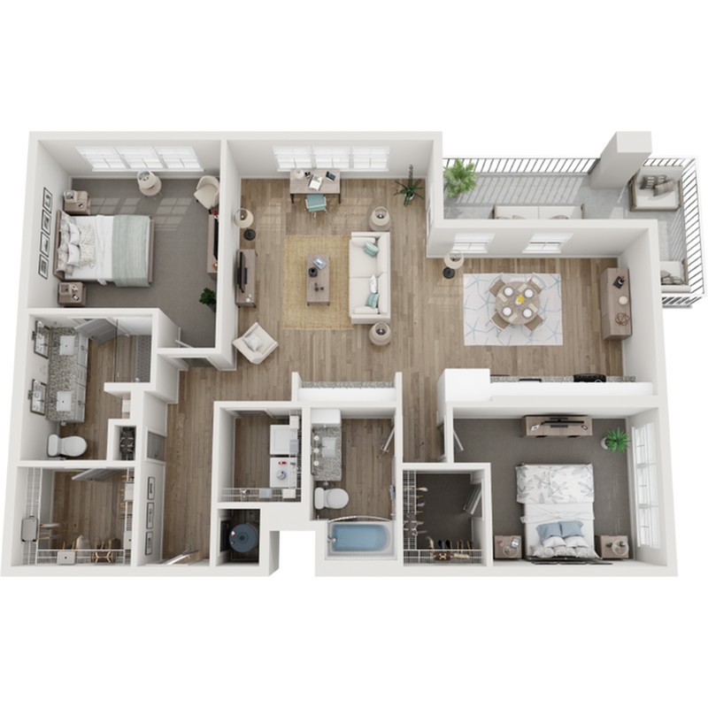 The Crane | 1,359 SF | 2 BR/2 BA Apartment - The Crane