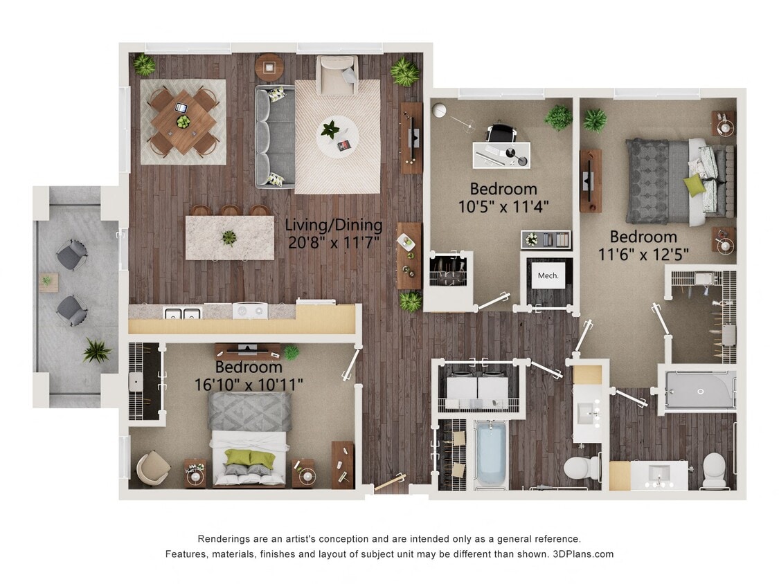 Floor Plan - Three Bedroom - 3B