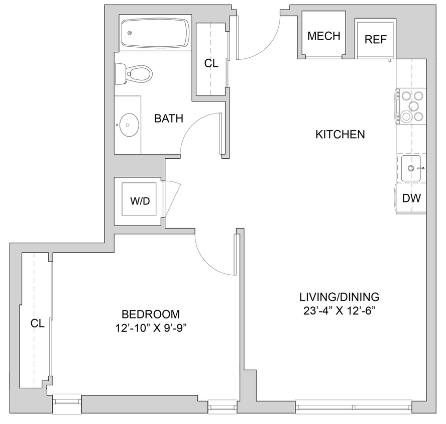 Floor Plan - 1 Bed_1 Bath-A1_1BR_J