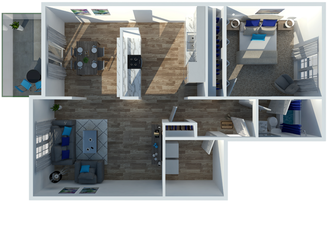 One Bedroom One Bathroom Large Premium Upgraded Floorplan - One Bedroom One Bath Large Premium
