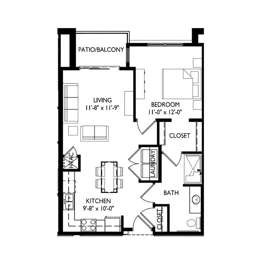 Floor Plan - One Bedroom - One Bathroom