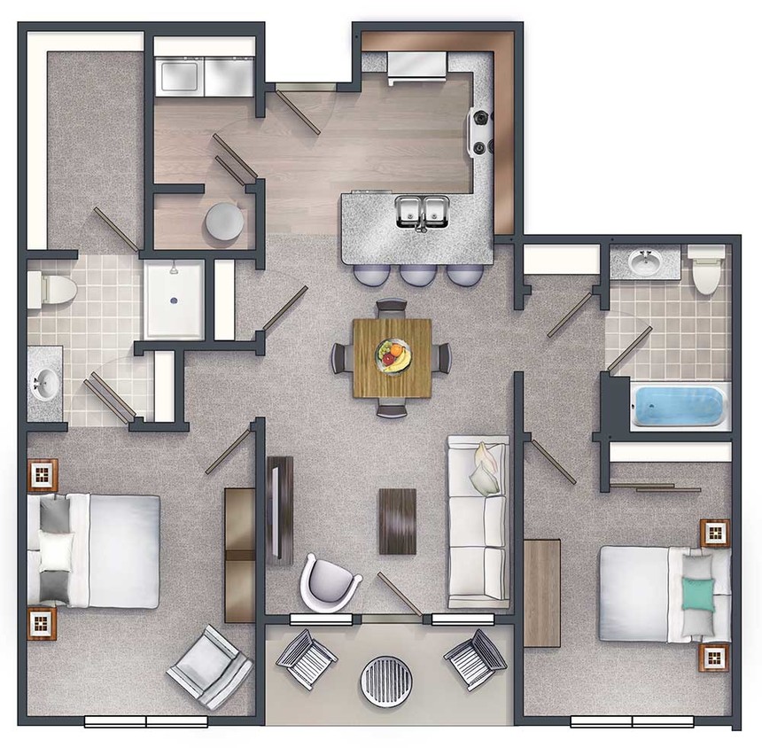 Floor Plan - 2 Bedroom Craftsman