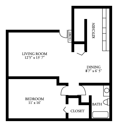 1BR/1BA - 1 BEDROOM 1 BATH