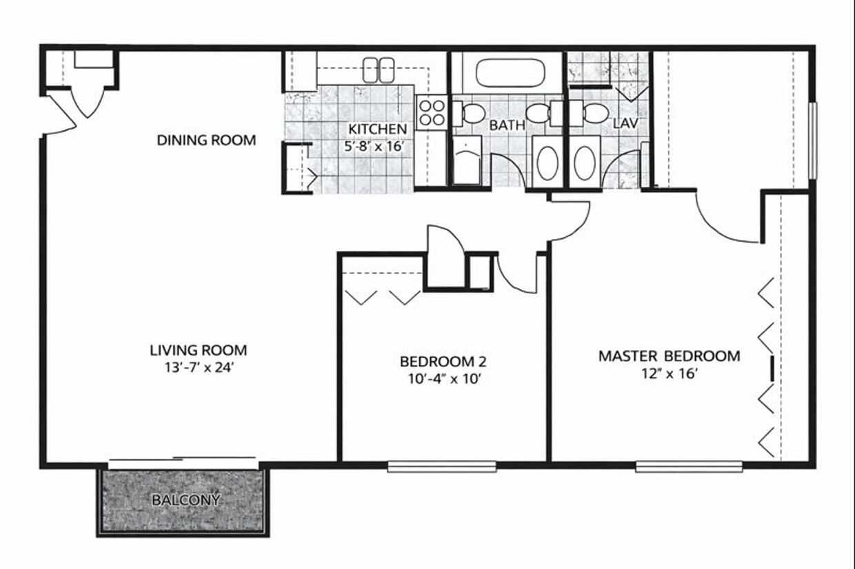Floor Plan - 2 Bed 1.5 Bath Garden