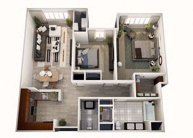 Floor Plan - 2 Bedroom 1.5 Bath
