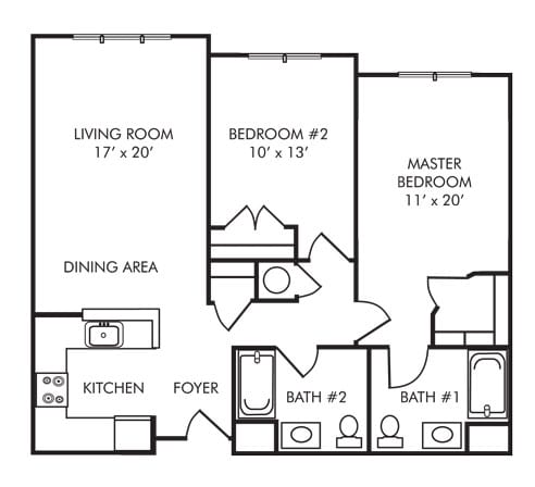 2BR/2BA - 2 bedroom, 2 bath