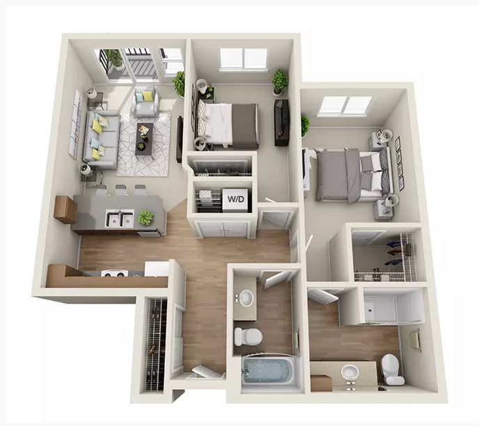Floor Plan - 2x2 - D1