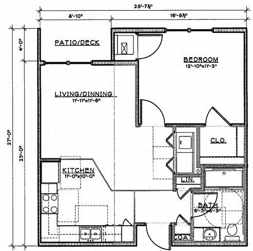 Floor Plan - 1 Bedroom Unit