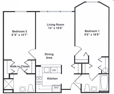2BR/2BA - Two Bedroom