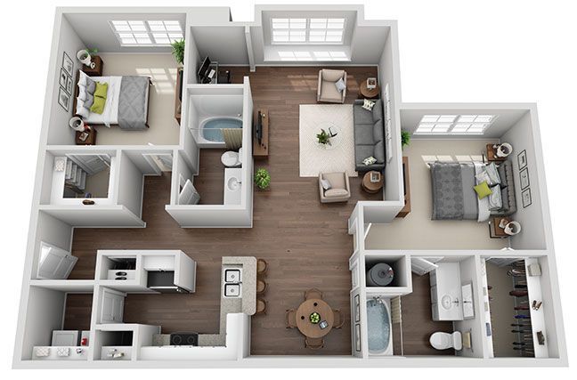 Floor Plan - Jasmine 2 Bedroom 2 Bath Renovated