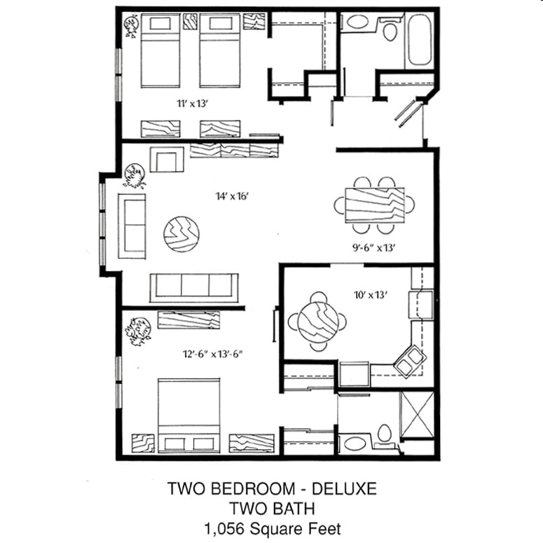 2BR/2BA - Two Bedroom Deluxe