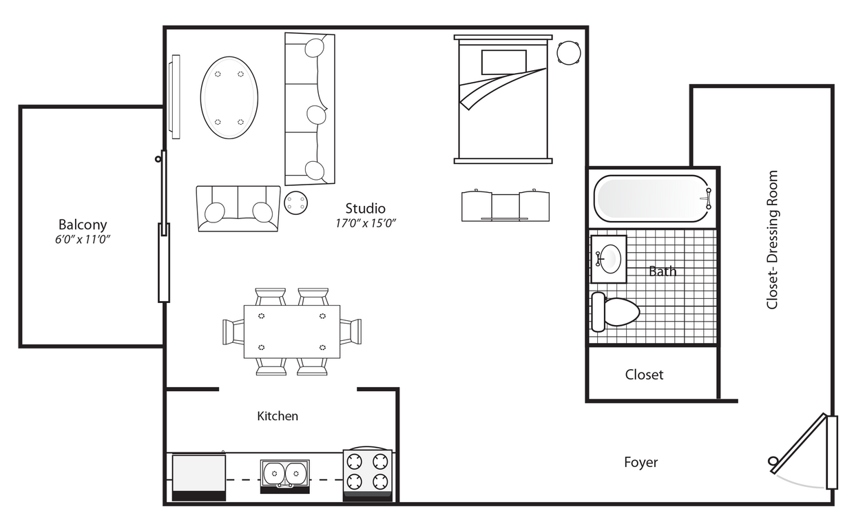 Floor Plan - Studio - Affordable 60% 