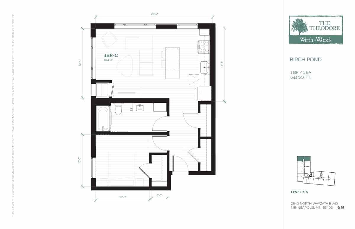 Floor Plan - 1 Bedroom (C-50)