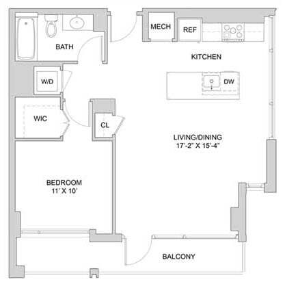 Floor Plan - 1 Bed_1 Bath-A1_1BR_C