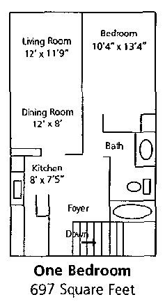1BR/1BA - One Bed