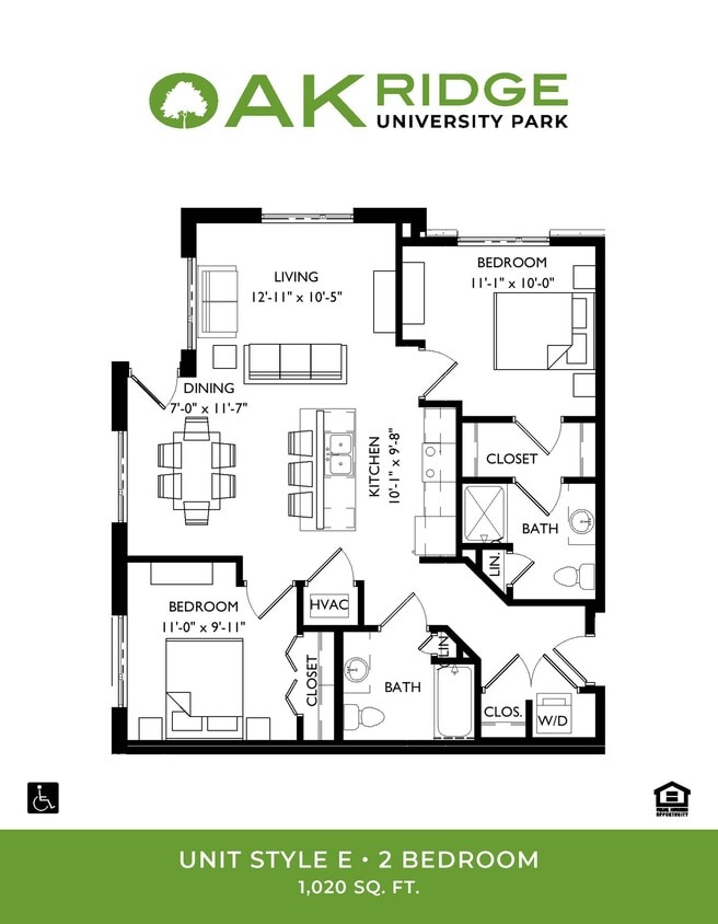 2 Bedroom, 2 Bathroom - E
