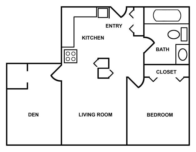 Floor Plan - 1 Bedroom w/ Den