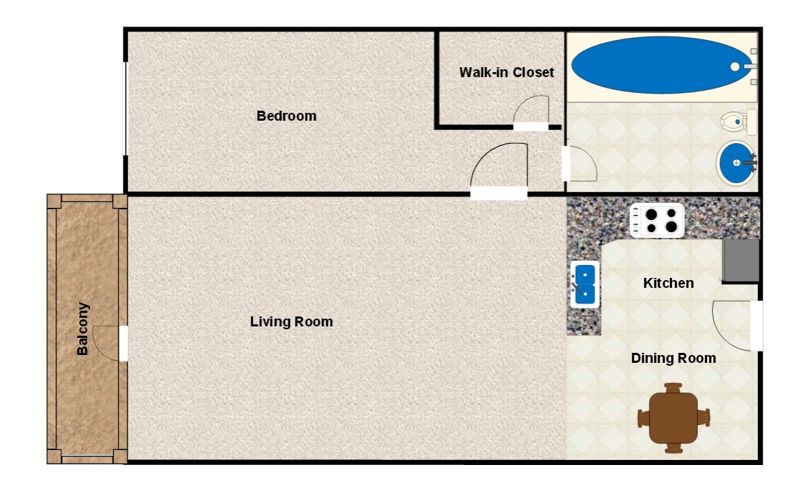 1BR/1BA - One Bedroom