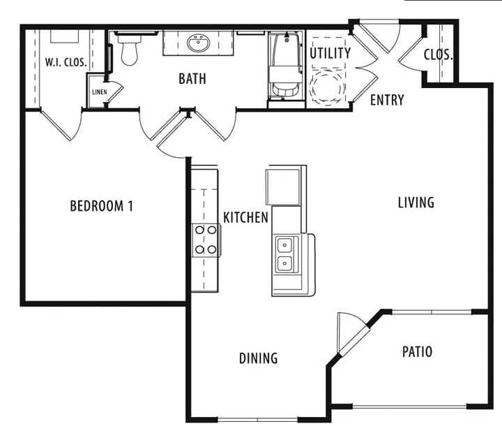 1BR/1BA - 1 Bedroom
