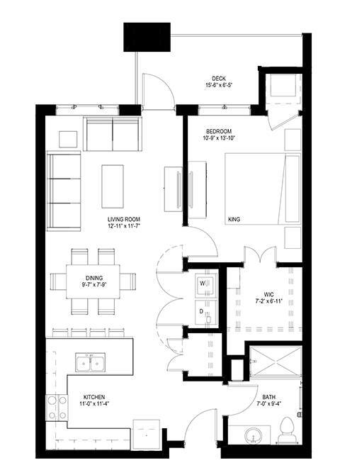 Floor Plan - One Bedroom - B