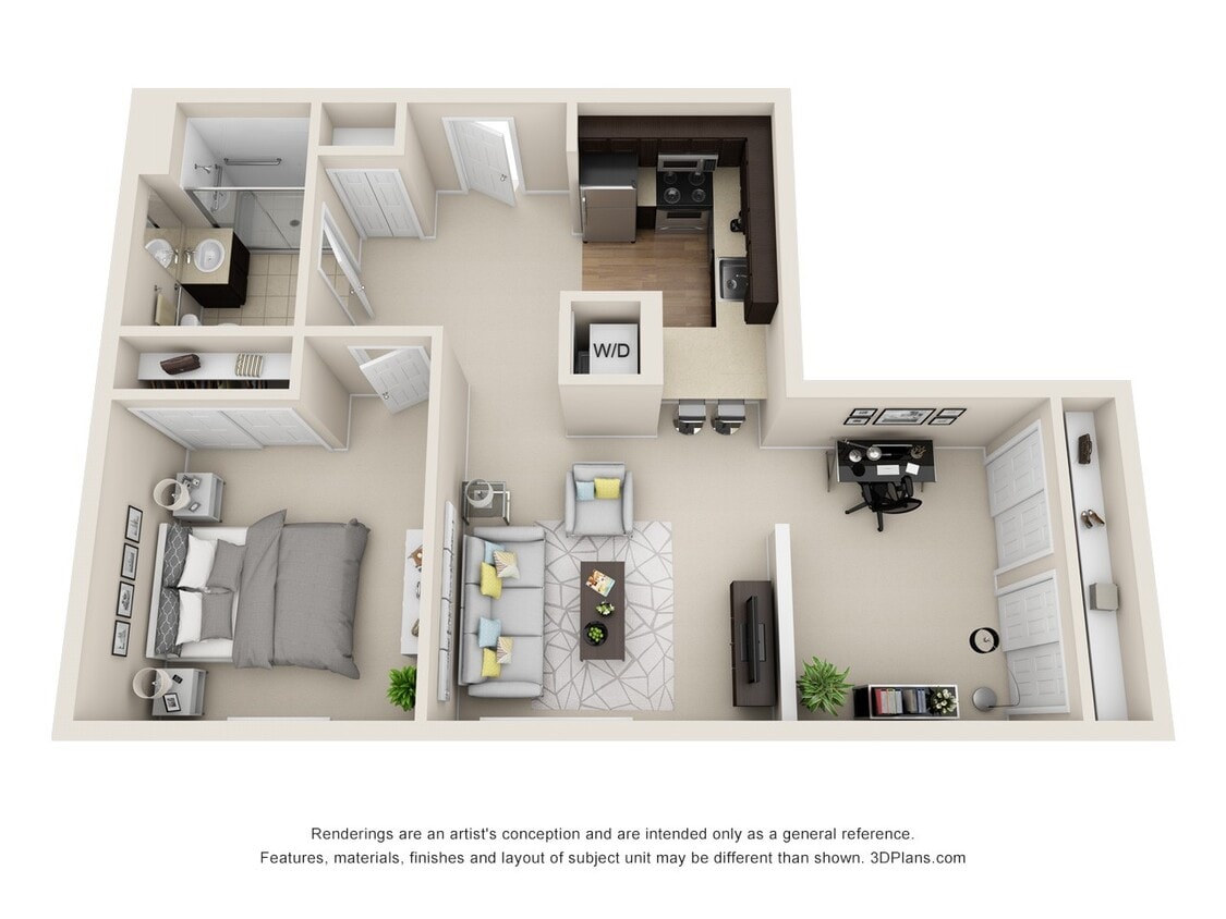 Floor Plan - 1-Bedroom with Den