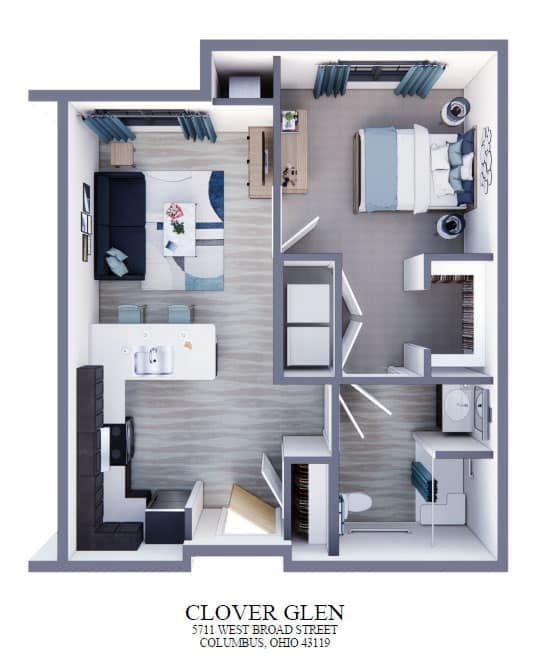Floor Plan - One Bedroom 